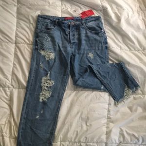 Straight leg distressed jeans